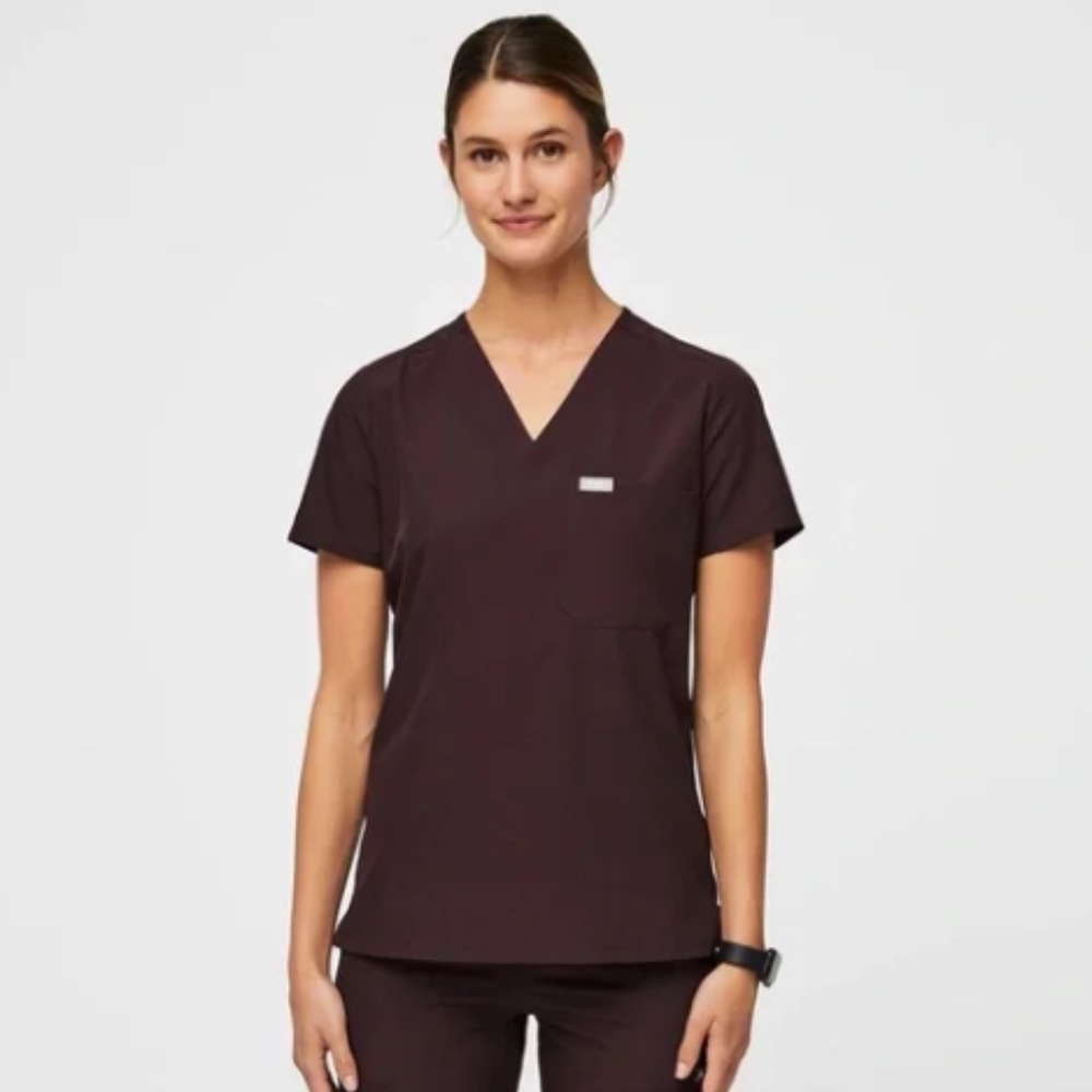 FIGS Catarina Scrub Top Color Dark Fig Size Small
